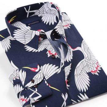 Baumwoll Hawaii Hemd mit Kran Design