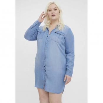 Vero Moda Curve Hemdkleid aus Jeansstoff in hellblauer Waschung – Gr. 54, N-Gr