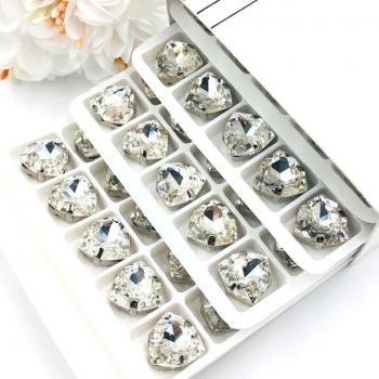12mm Clear White Glass Crystal Fat Triangle Shape Rhinestones