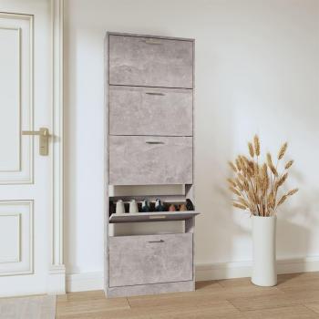 Armoire à chaussures en bois gris béton 59x17x169 cm