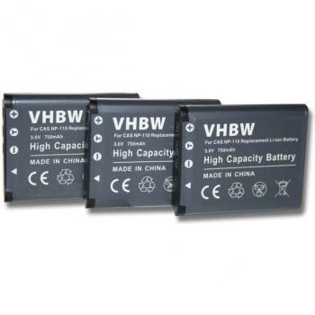 Set 3x batteries 750 mAh Li‑Ion 3.6 V – Appareils photo JVC / Casio Exilim