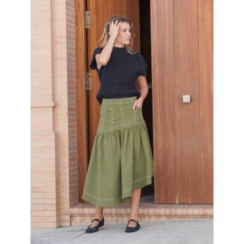 Manga Faldas Vaqueras M/L, Verde Caqui y Botones – Look Mariquita Trasquilá