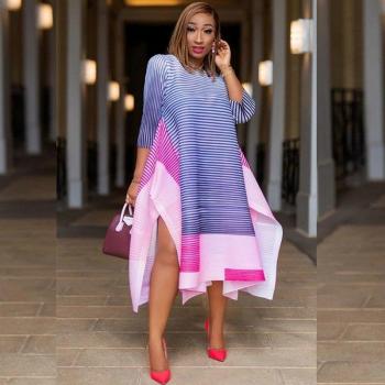 Vestido Talla Grande de Poliéster Africano Elegante para Mujer a Media Pantorrilla