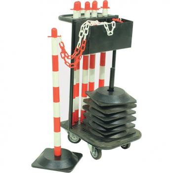 Fillable Base Post and Chain Trolley System