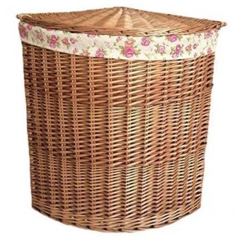 Red Cotton‑Lined Light Steam Corner Laundry Basket