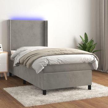 Cama Box Spring Led Gris Claro 90x200cm – Torana