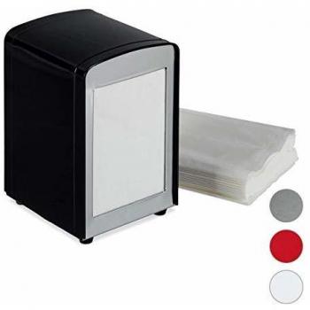 Dispensador de Servilletas para Heladería, Acero Negro, 15 x 9,5 x 11 cm