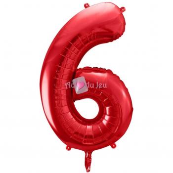 Zahl 6 Folienballon rot – 86 cm