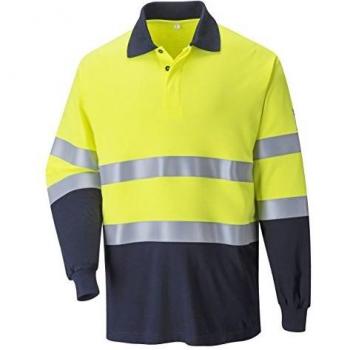 Modaflame Kids Flame Resistant Hi Vis 2-Tone Polo Shirt Navy/Yellow XS