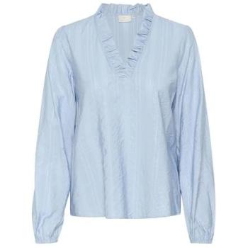 KAFFE 3XL Blue Chamblay Blouse with Flounces