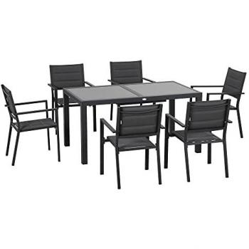 Pack Jardin 6 Pers. – Aluminium & Textilène, Table Étendue