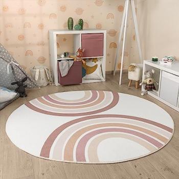 Paco Home Regenbogen‑Spielteppich 12 mm – Rund, Waschbar