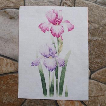 Baumwolltuch mit Aquarellblumen 15x20cm