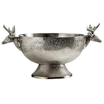 Stag Punch Bowl with Detailed Deer Head Handles – Classic Centrepiece