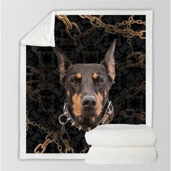 Doberman Dreamer 3D Sherpa Throw – Animal Pug Style