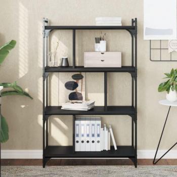 Libreria Nera 4 Ripiani – 76×32×123 cm, Legno