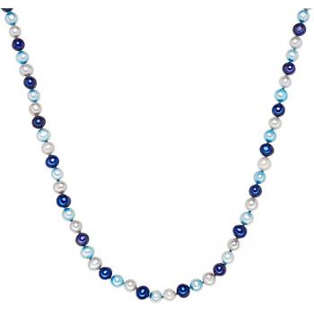 Cadena Valero Pearls Navy Azul Claro Plata Blancas