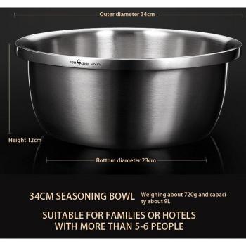 304 Stainless Steel Whisking Bowl Set – 1.2L‑9L, Thickened, Ideal for Salads, Cooking & Baking