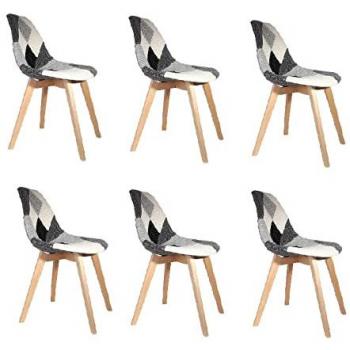 6 Chaises Patchwork Noir et Blanc