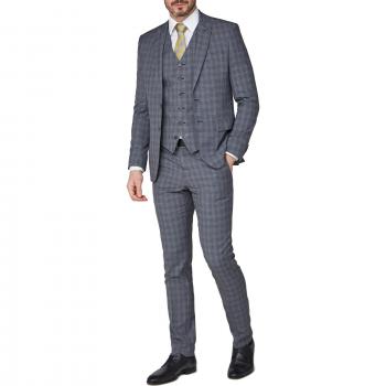 Light Grey Windowpane Check Ivy League Suit Jacket 40R