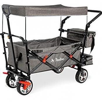 Pinolino® Bollerwagen »AddPlus«, BxTxH: 56x120x67 cm, mit Bremse, grau meliert
