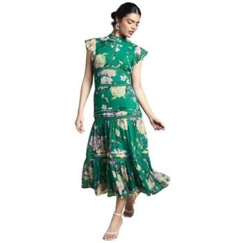 Chiffon Floral Lace Dress in Green by Oasis (10)