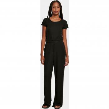 Urban Classics Ladies Rib Wide Leg Jumpsuit in Schwarz