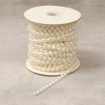 Accesorio de Muñeca 2YD 6mm ABS – Cuentas Semicirculares al Rollo con Detalle de Perla