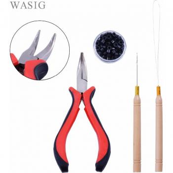 Kit d'outils pour extensions de cheveux avec 100 pièces de micro liens