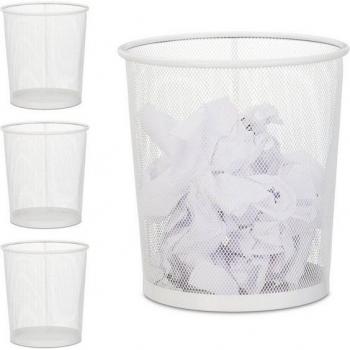 Metallic Cestino Carta Ufficio 4x Rotondo Bianco 28x26