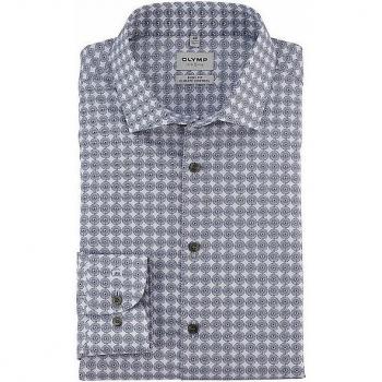 Olymp Level Five Herrenblauen Hemd mit Muster – 39