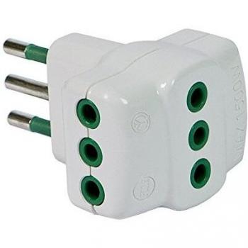Adaptateur 3 Voies 2P+T 10A Blanc