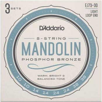 Light 10‑38 Mandolin Strings – D'Addario EJ73-3D