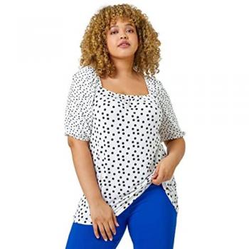 White Spot Print Tie Detail Top for Women