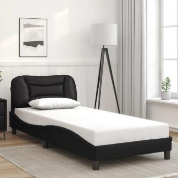 VidaXL Bettrahmen mit Kopfteil Schwarz 90x190 cm Kunstleder