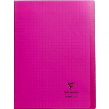 Clairfontaine Cahier piqûre KOVERBOOK Seyès 96 pages A4 couverture Polypro translucide rose