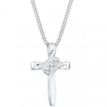 Elli Halskette mit Kreuz für Damen in 925 Silber und Kristallen