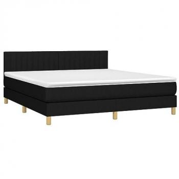Matelas lumineux intégré dans sommier à lattes noir, 160 x 200 cm