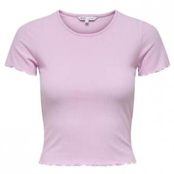 ONLY Cropped T-Shirt mit Kräuselsaum