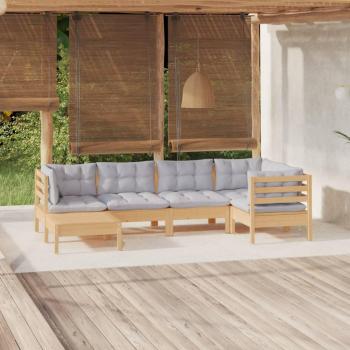 Ensemble de Patio 6 pcs en Bois de Pin Massif avec Coussins
