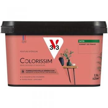 V33 Peinture Murale Colorissim Satin Sorbet de Fraise 2,5L