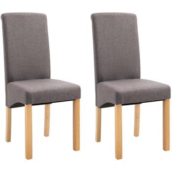 Taupe Fabric + Wooden Dining Chair Set (2 pcs)