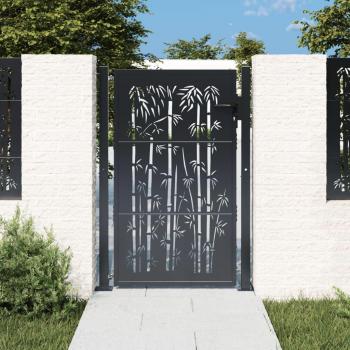 Portail de jardin anthracite 105x155 cm en acier design bambou