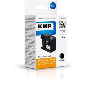 KMP B74, Tintenpatrone, schwarz, 50 ml, für ca. 2400 Seiten, kompatibel mit Brother LC129XLBK