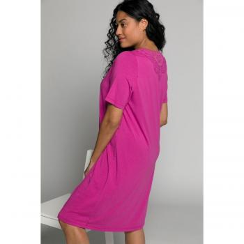 Women’s Plus Size Pink Lace Back Nightgown, V-Neck, Size 32/34, Viscose