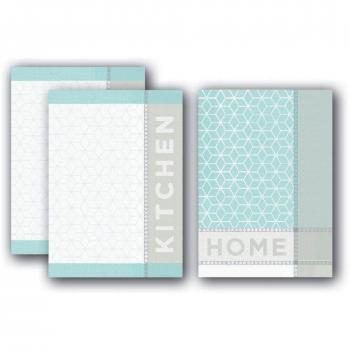 Strofinaccio Tri‑Set Jacquard Turchese – 50x70 cm