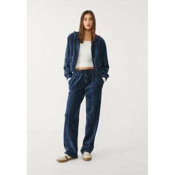 Stradivarius Pantalone Jogger Velluto Blu Cielo XL