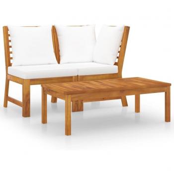 Prolenta Premium 3‑pièces jardin, cadre en bois d’acacia, coussin crème