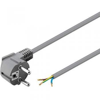 1,5 m Netzkabel Anschlusskabel 3x0,75mm² grau mit Schutzkontakt Winkel-Stecker
