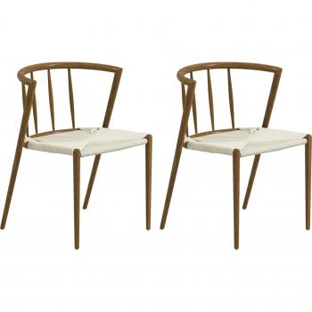 Sillas de Comedor HOMCOM Roble y Crema Pack de 2